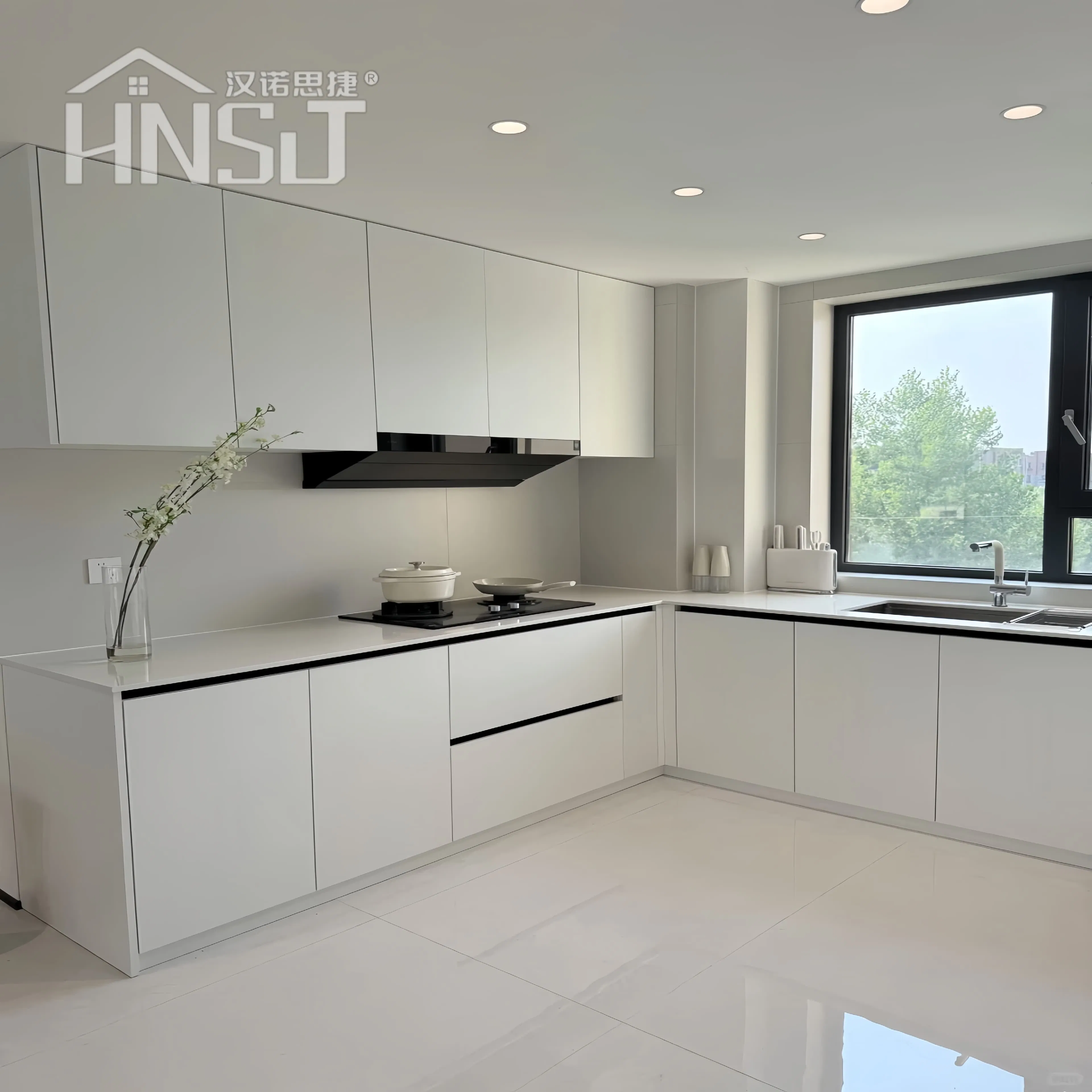 Modern Kitchen Cabinet Solid Wood Modular Design Foshan Cupboard Set Outdoor Storage PVC Green Ready to Assemble Small Wooden Kitchen Shaker Style Cabinet