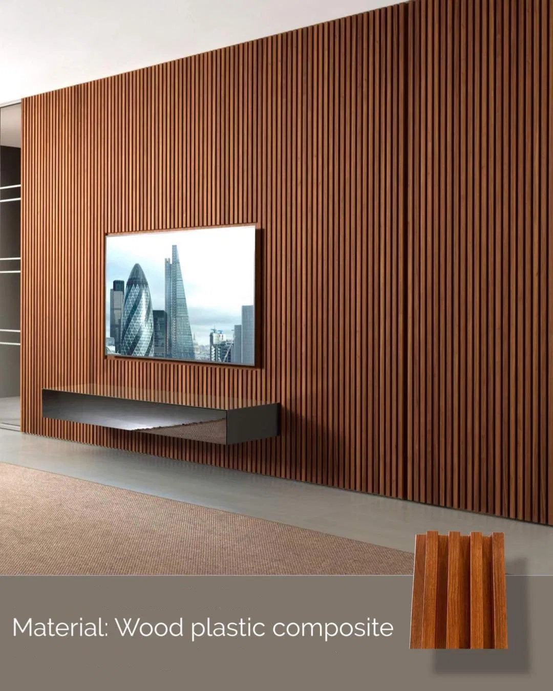 Construction Material WPC Great Wall Board Decorative Fluted Wood Wall Paneling
