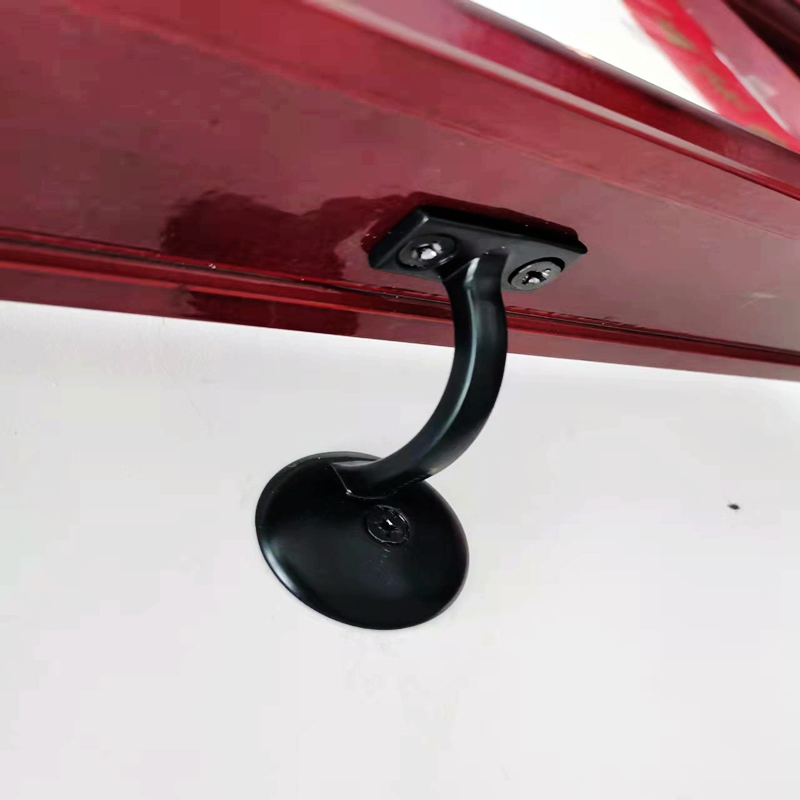 3" Round Base Black Handrail Brackets for Indoor Wood Staircase Railing