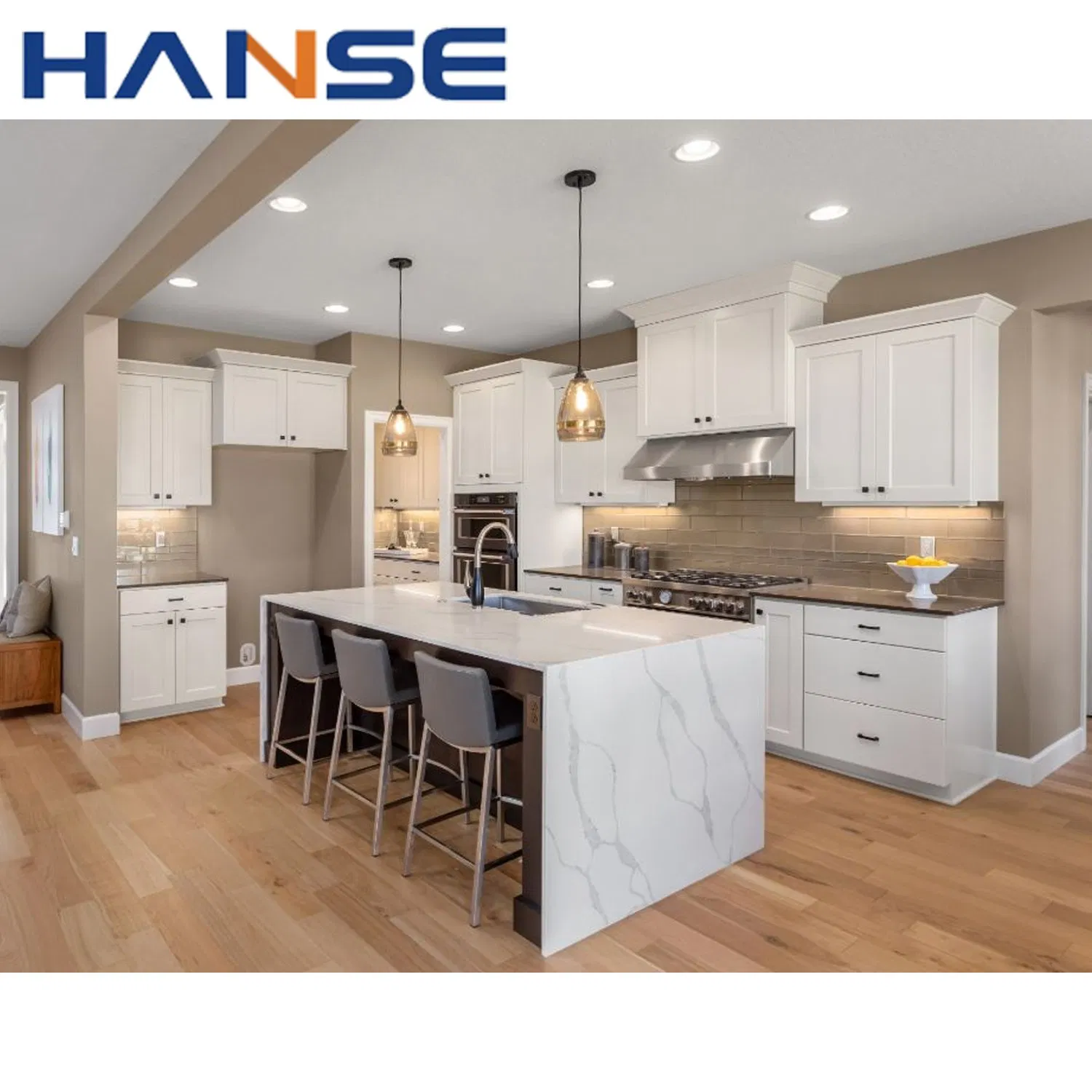 Custom Wholesale Kitchen Furniture Wooden Modern PVC Kitchen Cabinet Islands