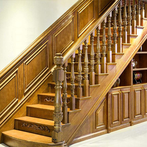 Indoor Customized Design Luxury Timber Stair Wood Staircase Railing Price