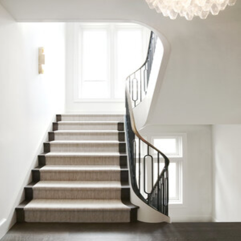 Modern Indoor Solid Wood Straight Staircase Aluminum Railing