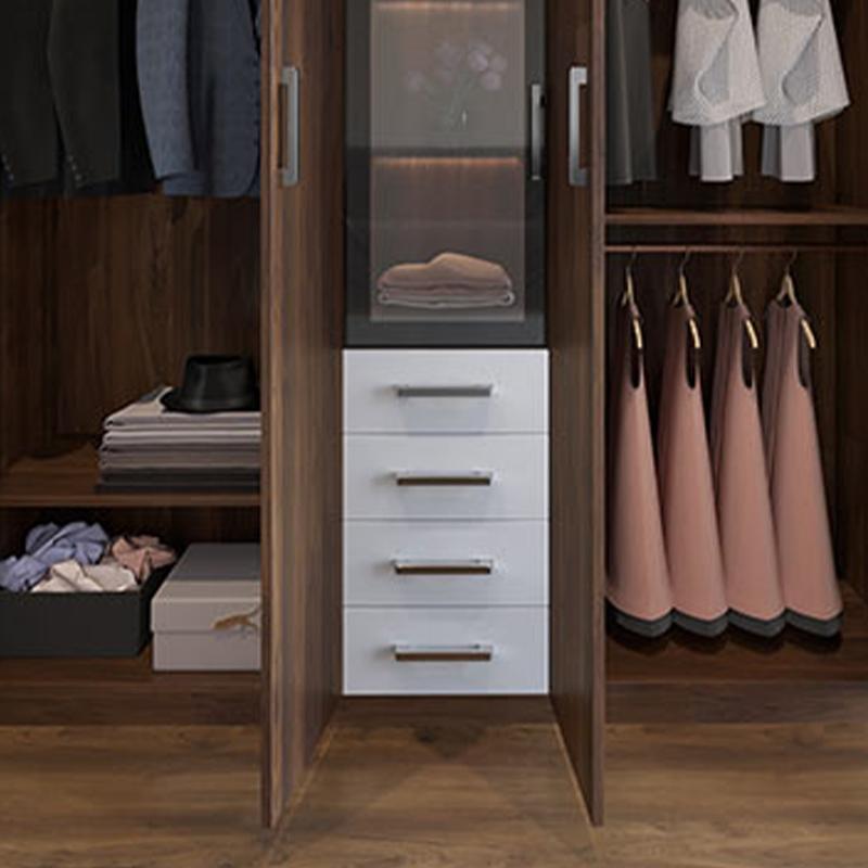 Modern Wood Grain Double Door Wardrobe with Smooth Hinged Design