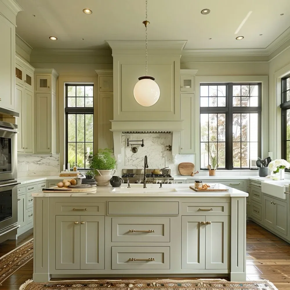 PVC Door Panel European Wooden Furniture Luxury Kitchen Island