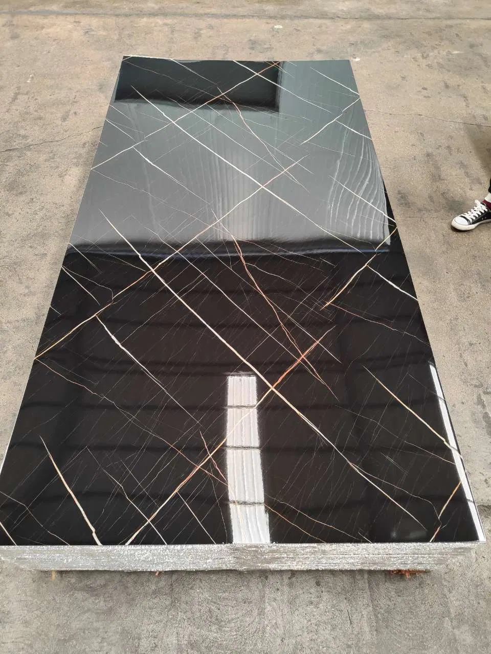 1220*2440*2mm Heat Transfer Film PVC Marble Sheet for Exterior Half Wall Wood Brick Board Paneling