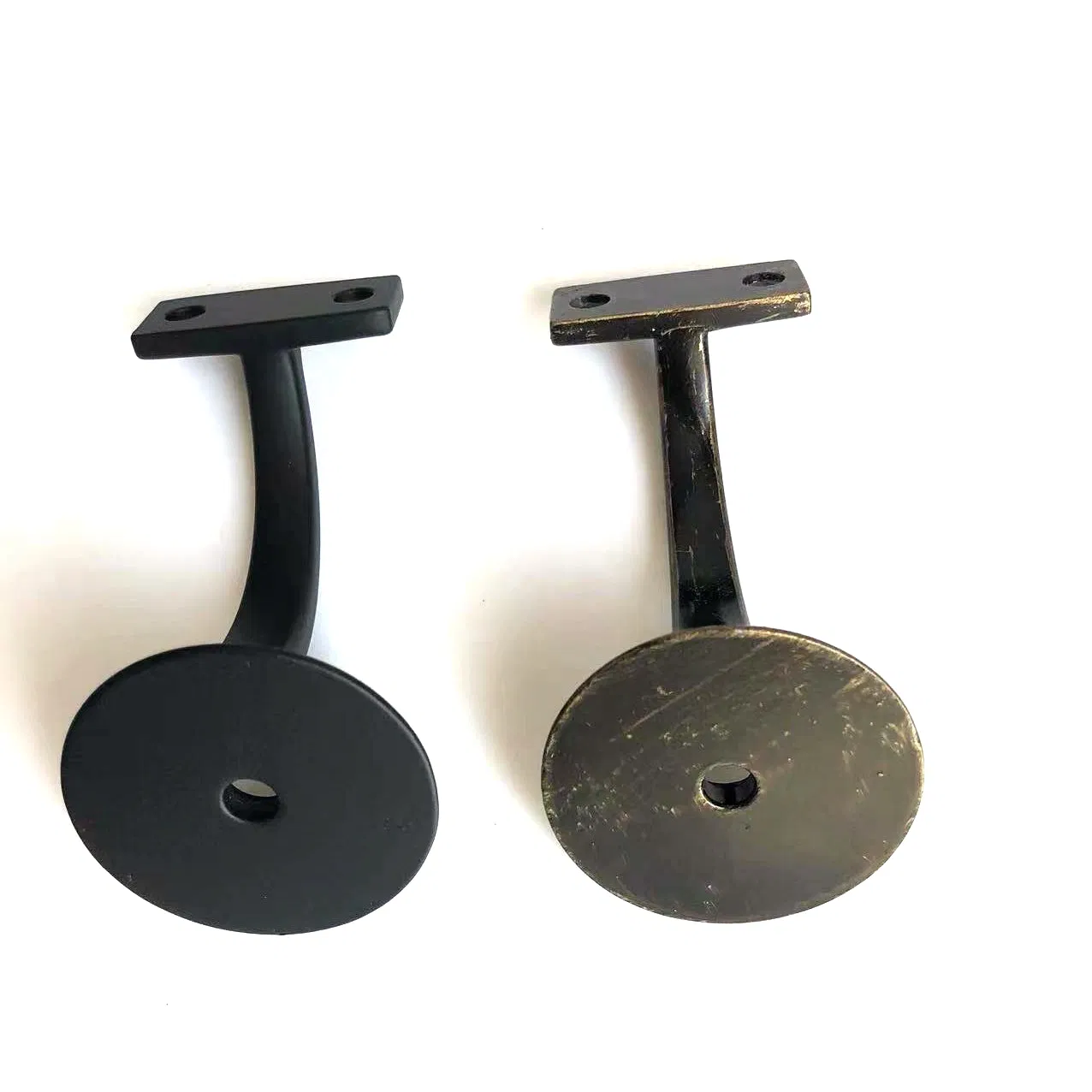 3" Round Base Black Handrail Brackets for Indoor Wood Staircase Railing