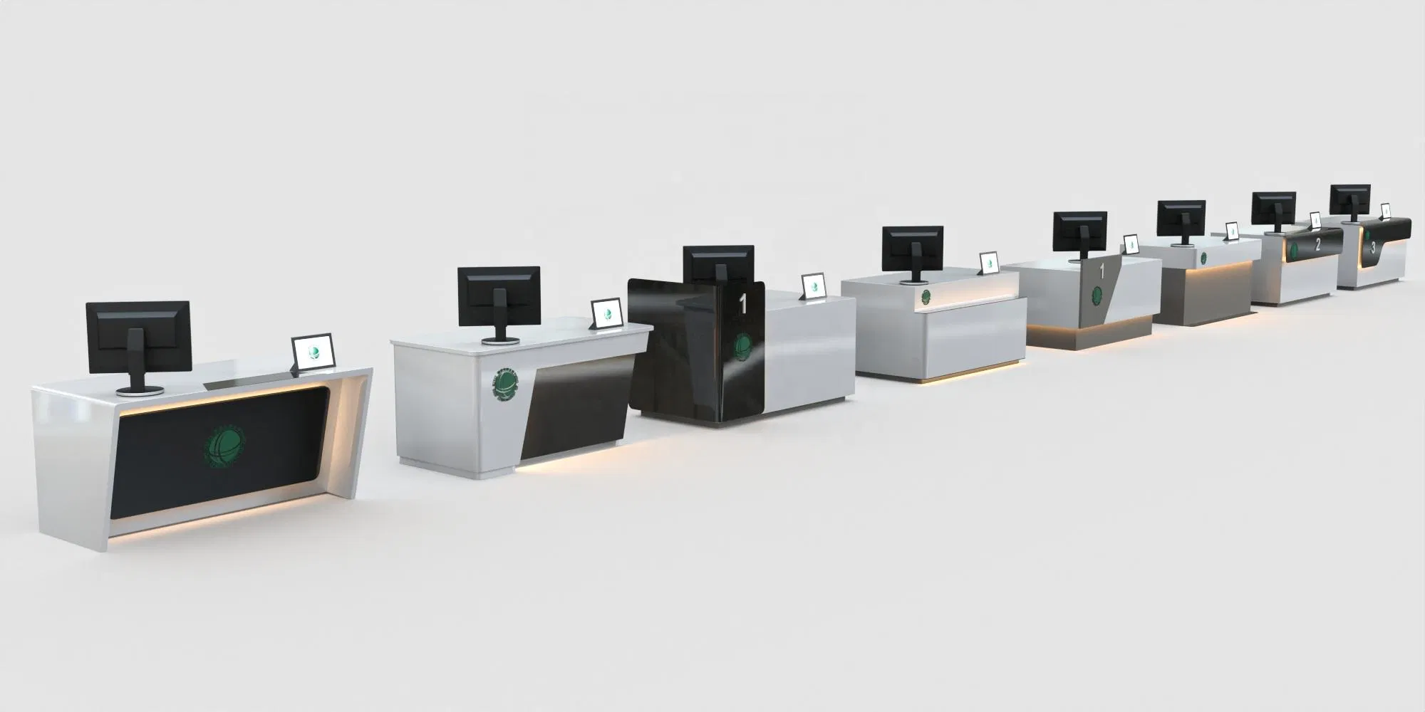 Dental Clinic Help Desk Curved Service Reception Counter with Logo LED Console