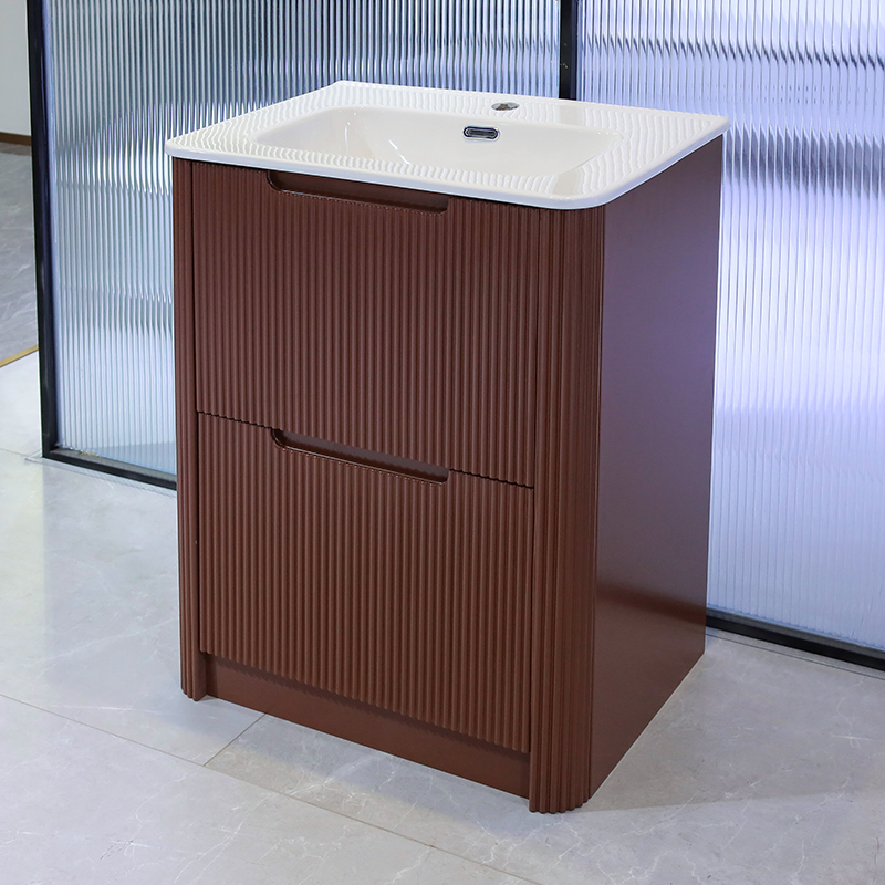 Paint Finished Red Premium Vanity Sink Unit with Vitreous Basin