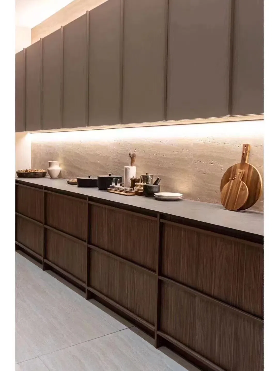 Custom Modular Kitchen Island Design with Elegant Solid Wood Finish