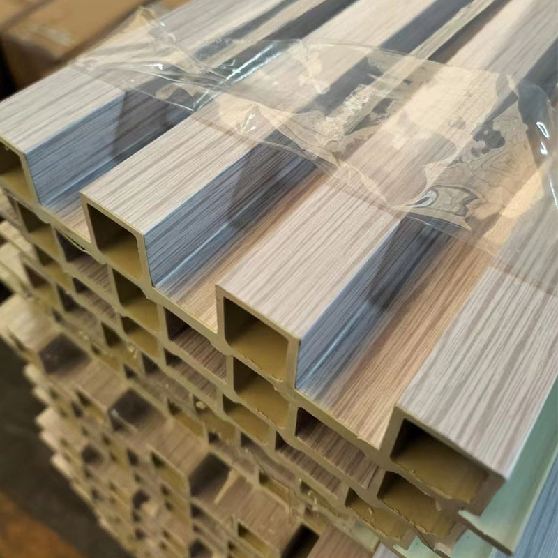 Interior Decoration Wood Design Indoor WPC Slat 3D Laminated Fluted Wall Paneling