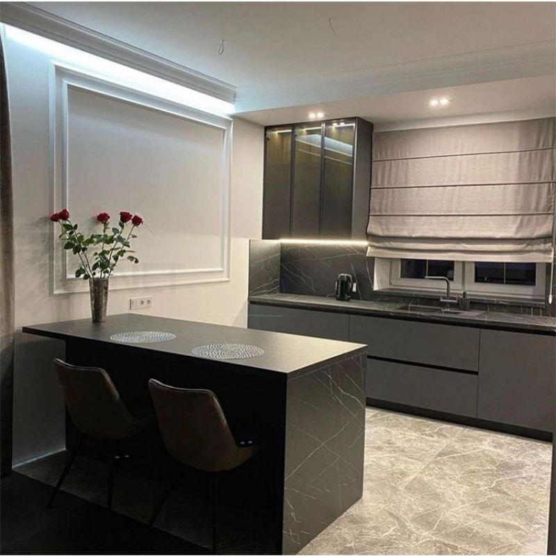 Factory Price Shaker Kitchen Matt Surface Quartz Stone Modern Modular Kitchen Cabinet European Style Designs