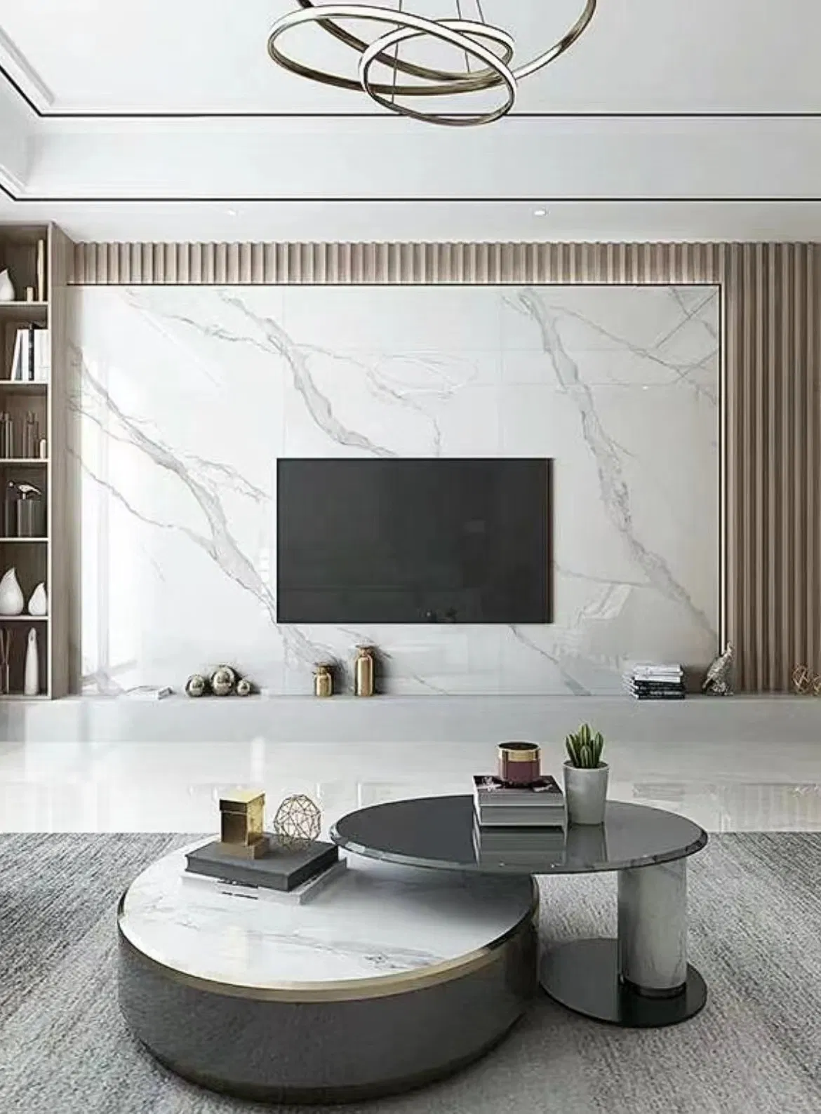 Contemporary Faux Marble Panel TV Cabinet for Upscale Living Spaces