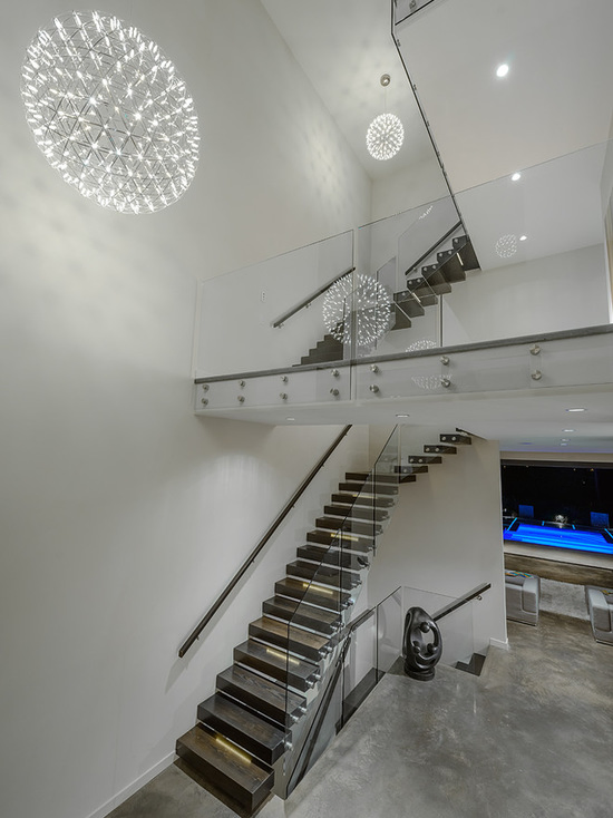 Indoor Wood Staircase Design Glass Railing for Sell