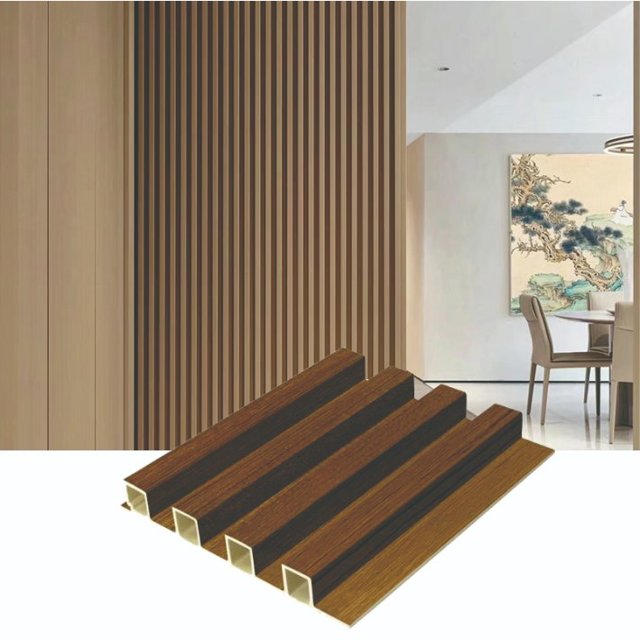 Interior Decoration Wood Design Indoor WPC Slat 3D Laminated Fluted Wall Paneling