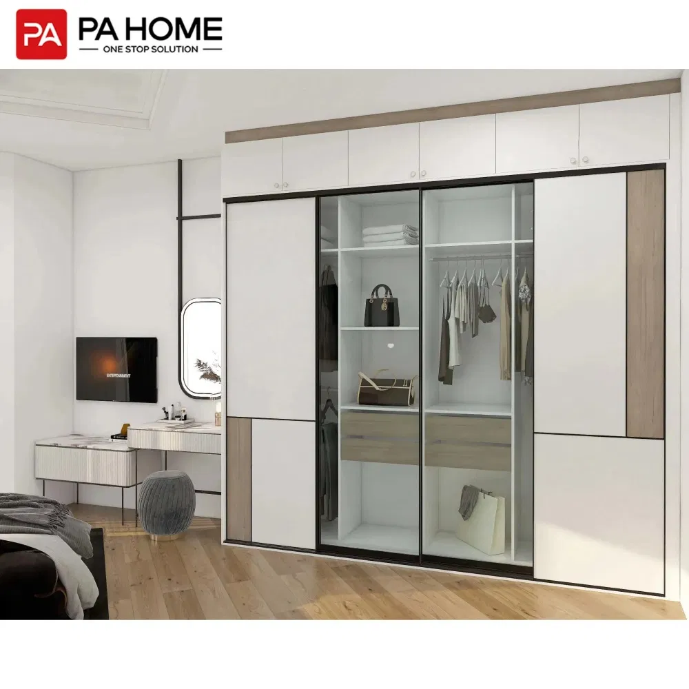 PA Bedroom Mirror Designs Dressing Table Aluminum Frame Glass Sliding Door System Wardrobe Closet