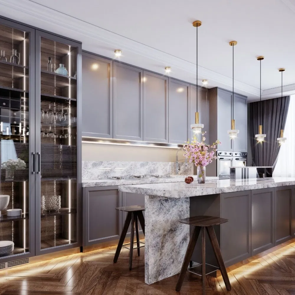 European Wooden Furniture Luxury Kitchen Island