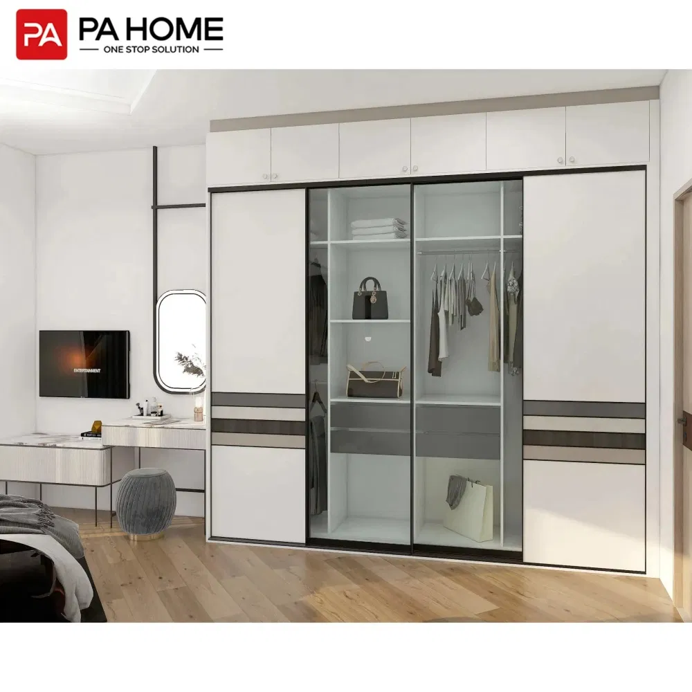 PA Bedroom Mirror Designs Dressing Table Aluminum Frame Glass Sliding Door System Wardrobe Closet