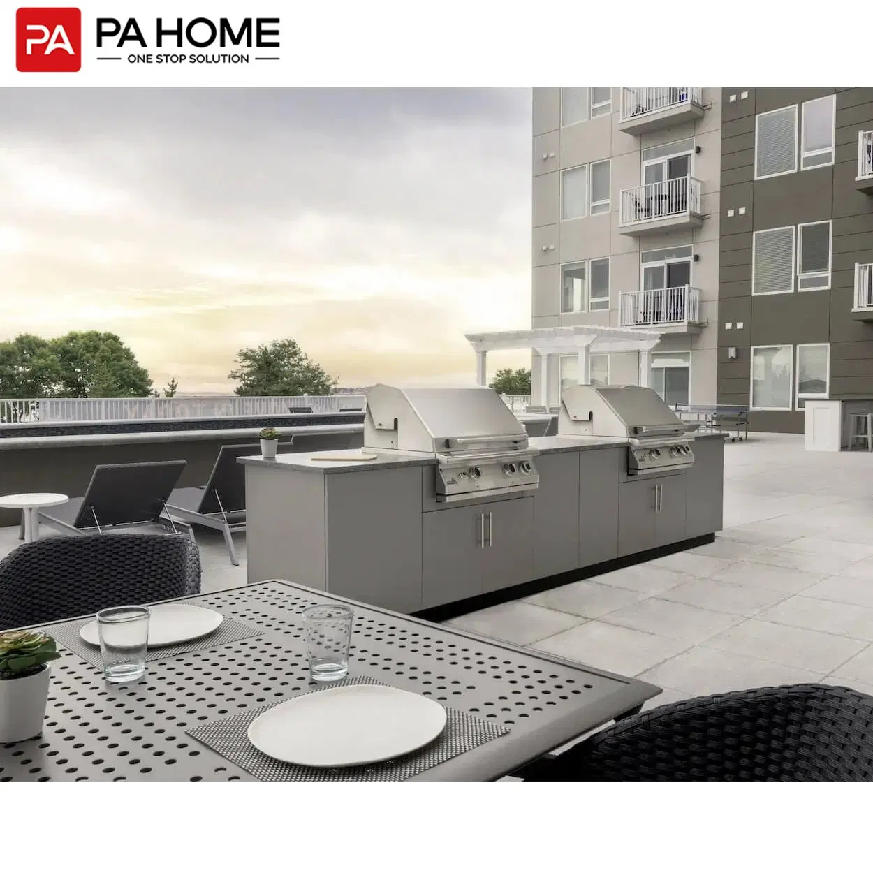 PA Best-Quality Outdoor Stainless Steel Modular BBQ Kitchen Island with Sink Cabinet