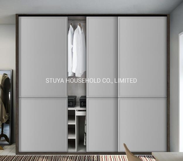 Foshan Factory Modern Style Grey System Sliding Door Wardrobe Cabinet