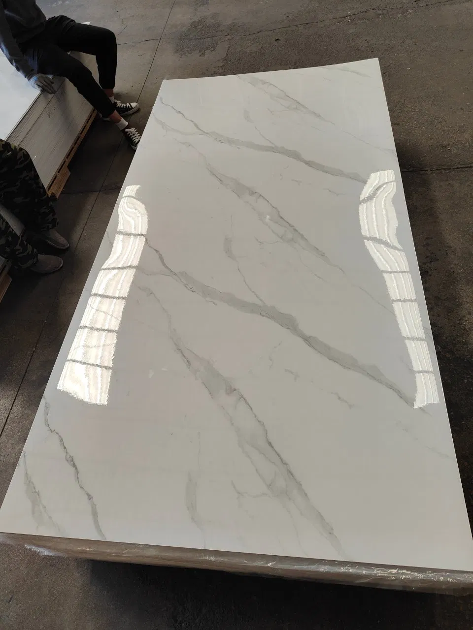 1220*2440*2mm Heat Transfer Film PVC Marble Sheet for Exterior Half Wall Wood Brick Board Paneling