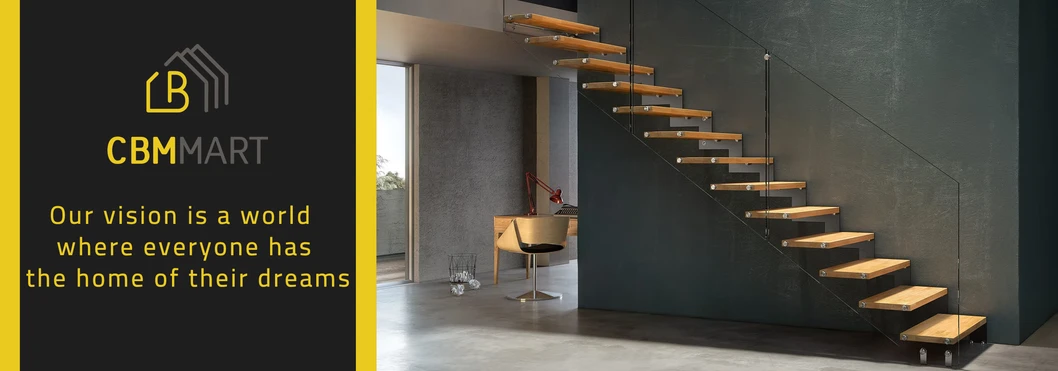 Wood LED Light Floating Staircase