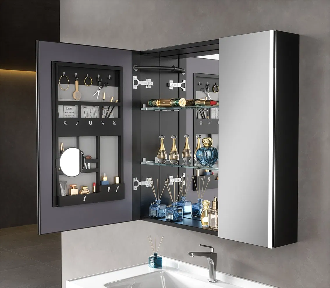 Wall Hung Aluminum Bathroom Vanity Unit with LED Mirror Cabinet Ssv6216