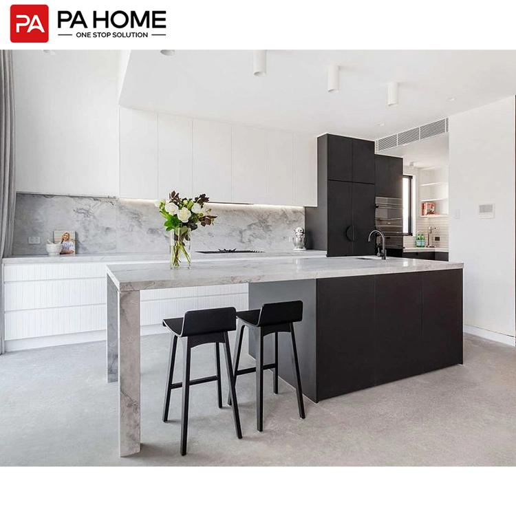 Cheap Price Japanese Style Modular Black Kitchen with Kitchen Island