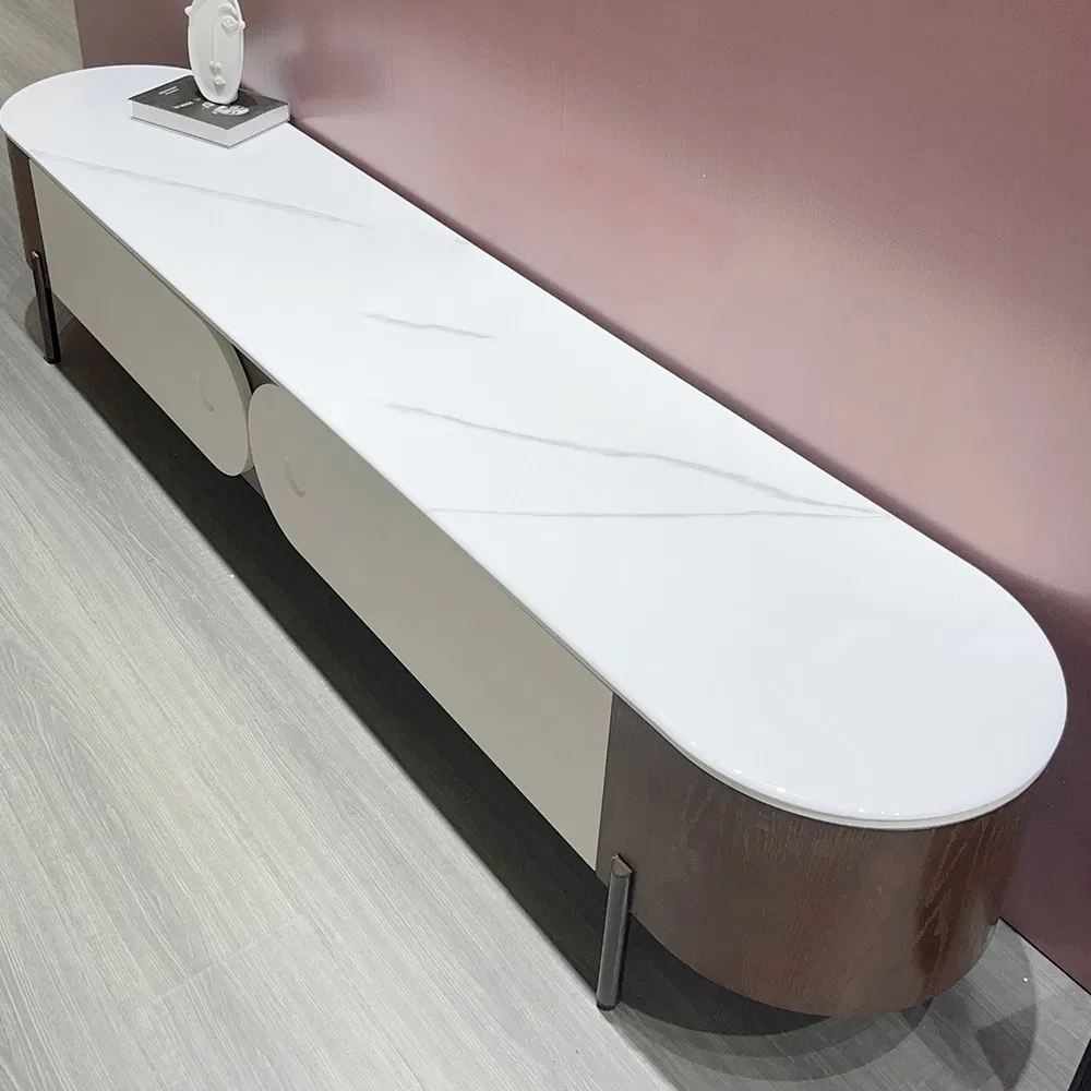 Contemporary Faux Marble Panel TV Cabinet for Upscale Living Spaces