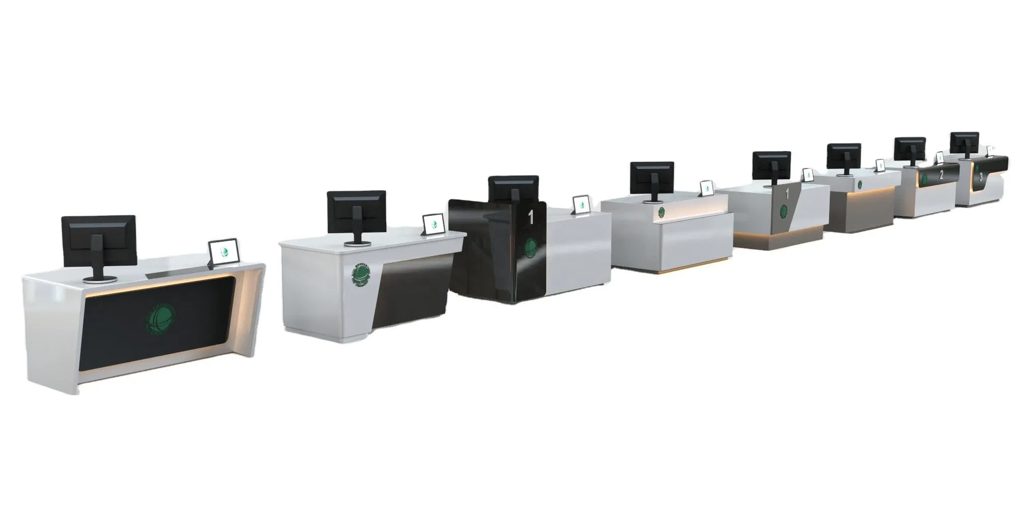 Dental Clinic Help Desk Curved Service Reception Counter with Logo LED Console