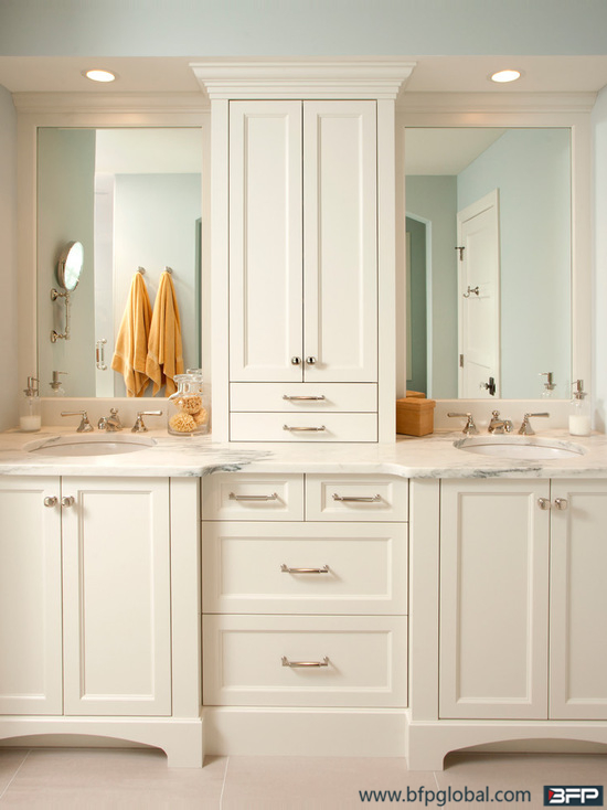 Classic Style White Bathroom Cabinet Vanity Cupboard Units