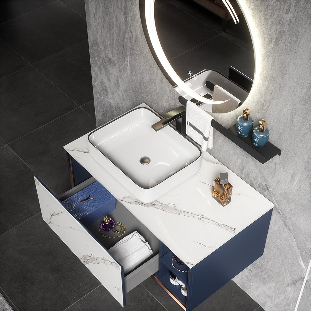 Wall Hung Stainless Steel Bathroom Vanity Unit with LED Smart Mirror Ssv6137