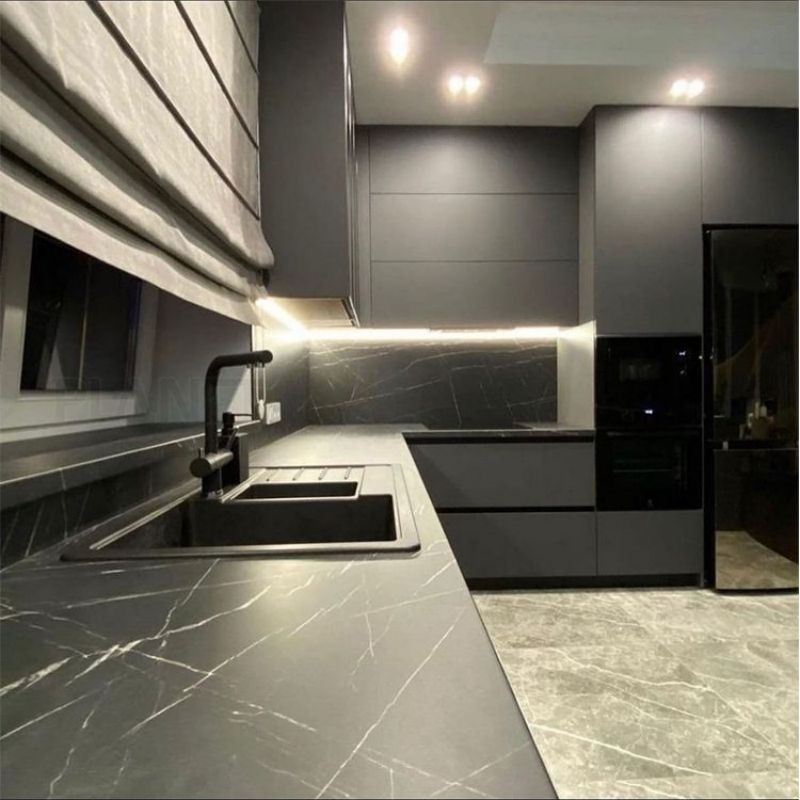 Factory Price Shaker Kitchen Matt Surface Quartz Stone Modern Modular Kitchen Cabinet European Style Designs