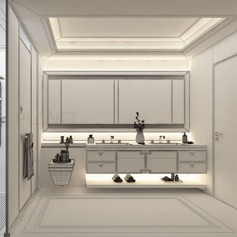 Planet Wholesale Hotel Custom Mirror Wall Mount Bathroom Vanity Units