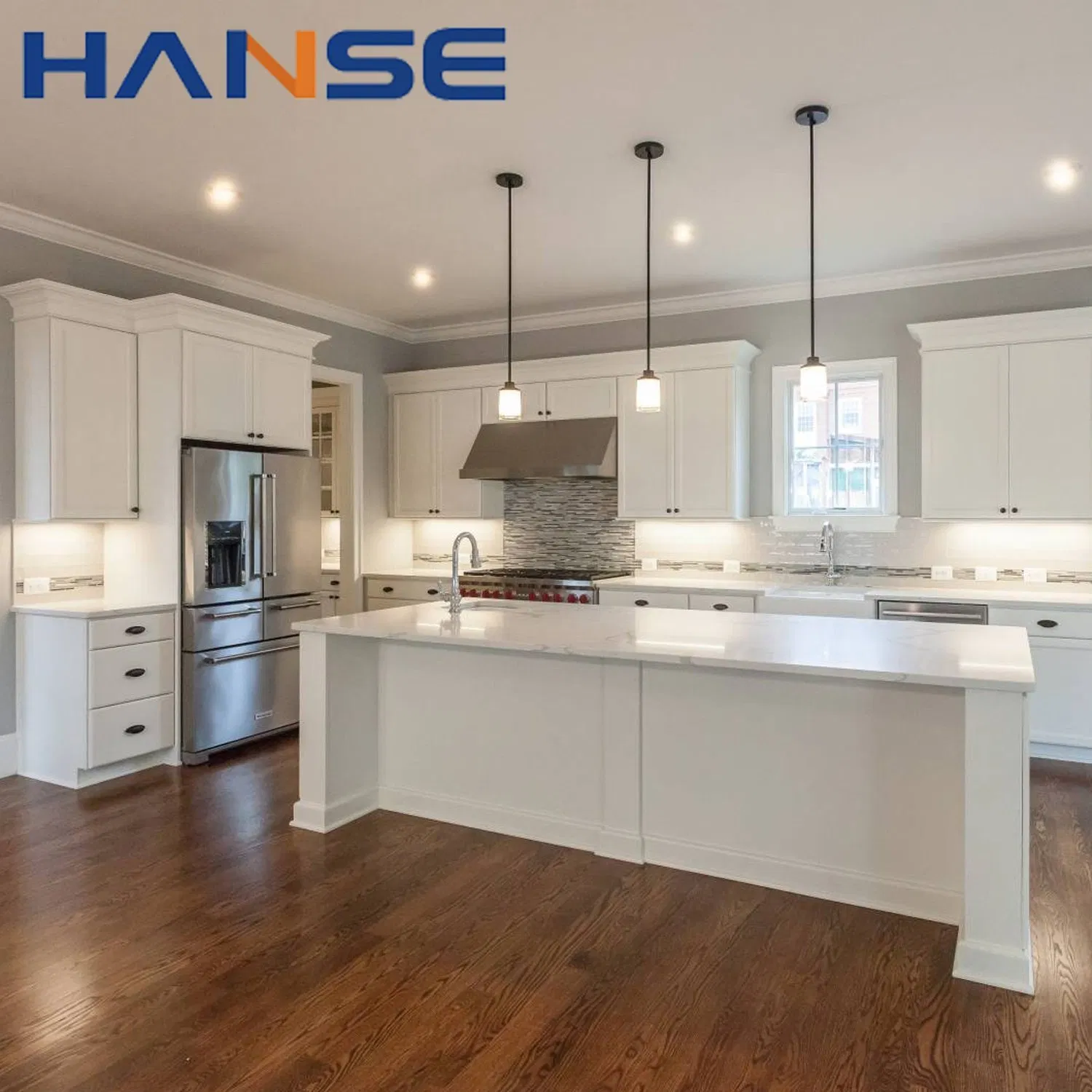 Custom Wholesale Kitchen Furniture Wooden Modern PVC Kitchen Cabinet Islands