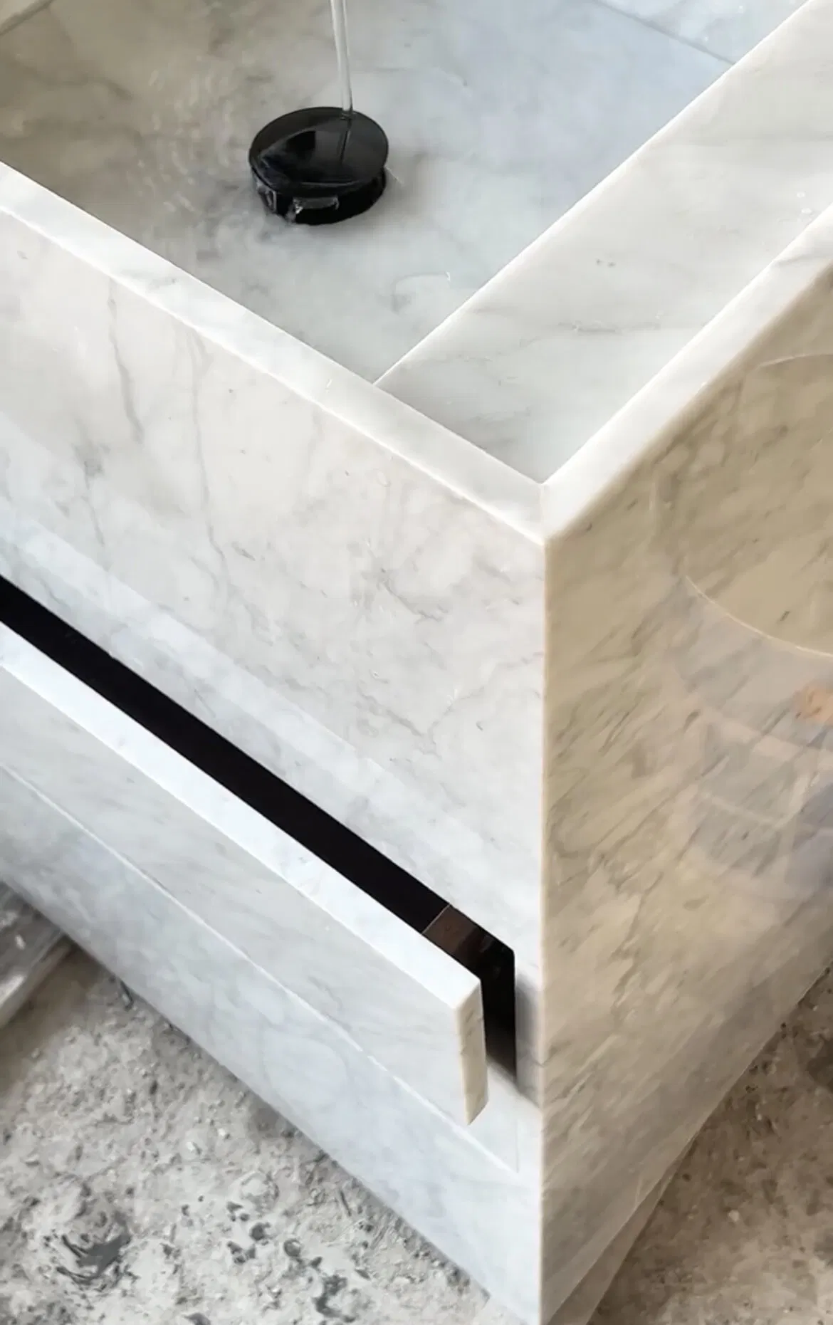 Natural Customized polished/honed Bianco Carrara White Marble Vanity Unit for interior Hotel/Apartment/Villa/Resort/House bathroom/kitchen