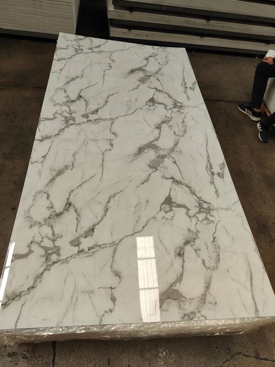 1220*2440*2mm Heat Transfer Film PVC Marble Sheet for Exterior Half Wall Wood Brick Board Paneling