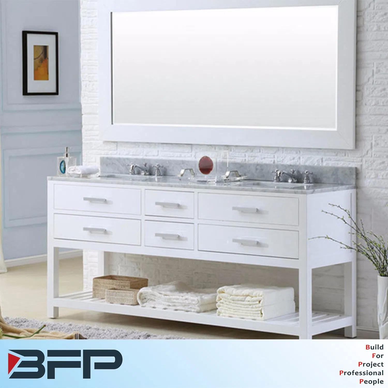 Classic Style White Bathroom Cabinet Vanity Cupboard Units