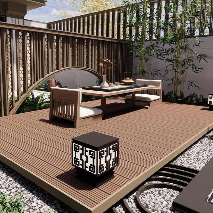 Waterproof Easy Installation 3D Embossed WPC Decking Solid Hardwood Flooring