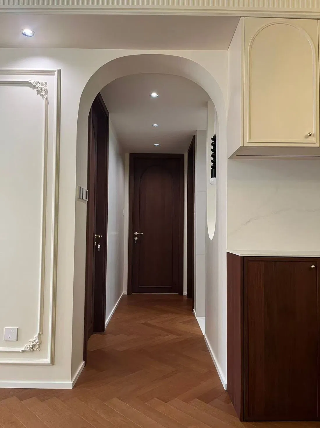 Custom Modular Kitchen Island Design with Elegant Solid Wood Finish