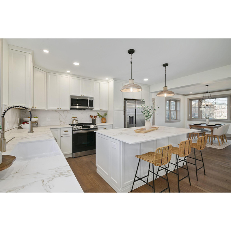 Thailand American Style White Shaker Framed/Frameless Kitchen Cabinet with Island