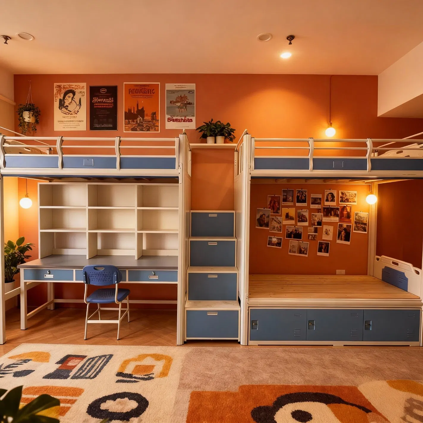 Bed Featuring Built in Bookshelf and Bedside Lighting
