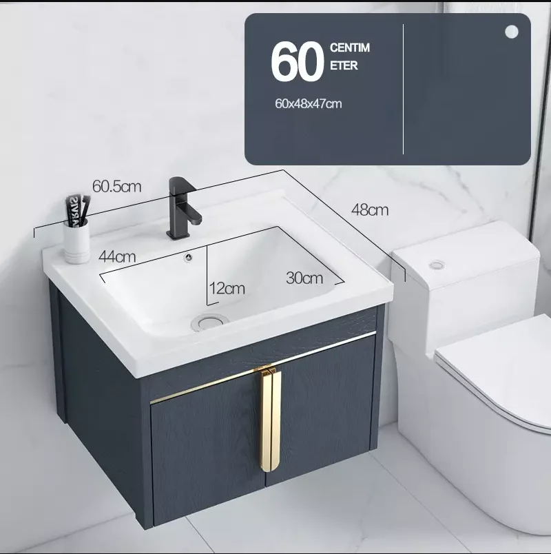 Modern Wall-Mounted Bathroom Vanity Unit with Ceramic Basin