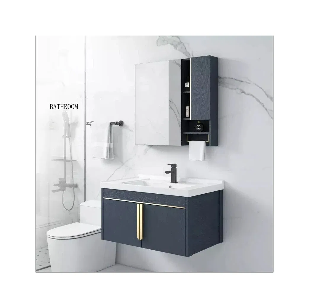 Modern Wall-Mounted Bathroom Vanity Unit with Ceramic Basin