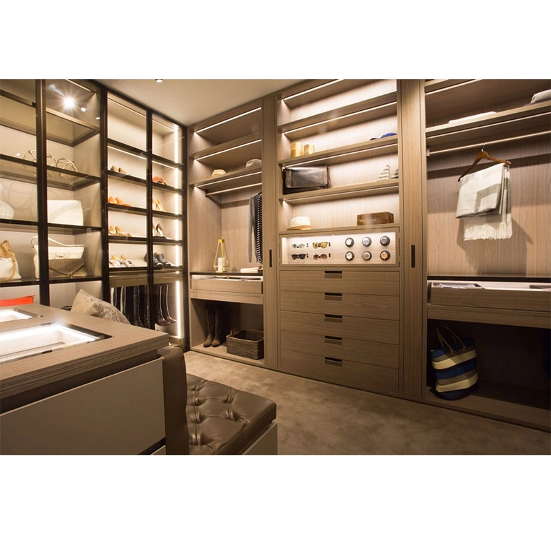 Customized Modern Wooden Closet Systems Walk in Closet Bedroom Wall Wardrobe