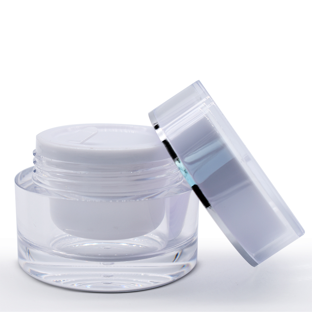 Luxury Cosmetic Jar Acrylic Double Wall Round Shape Face Cream Container With Lid