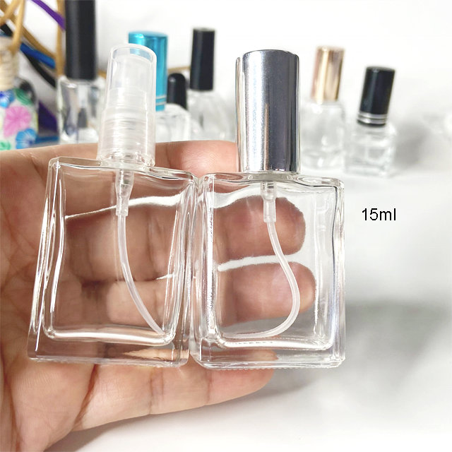 10ml 15ml Mini Travel Transparent Empty Refillable Glass Mist Pump Sprayer Perfume Bottle