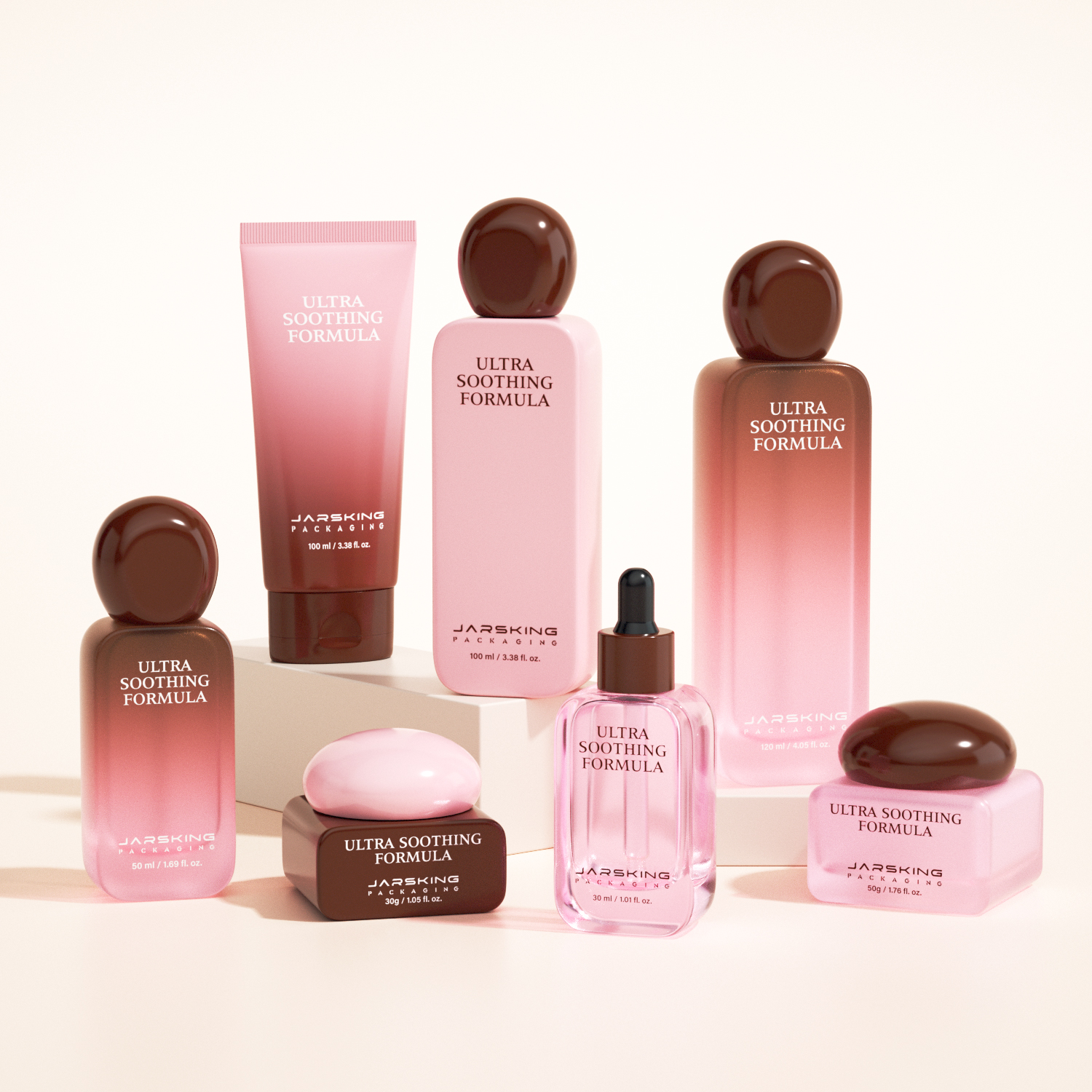 Luxury 30ml 50ml 100ml 120ml Glass Cosmetic Serum Dropper Lotion Cream Skincare Pump Packaging Bottles and Jar Set