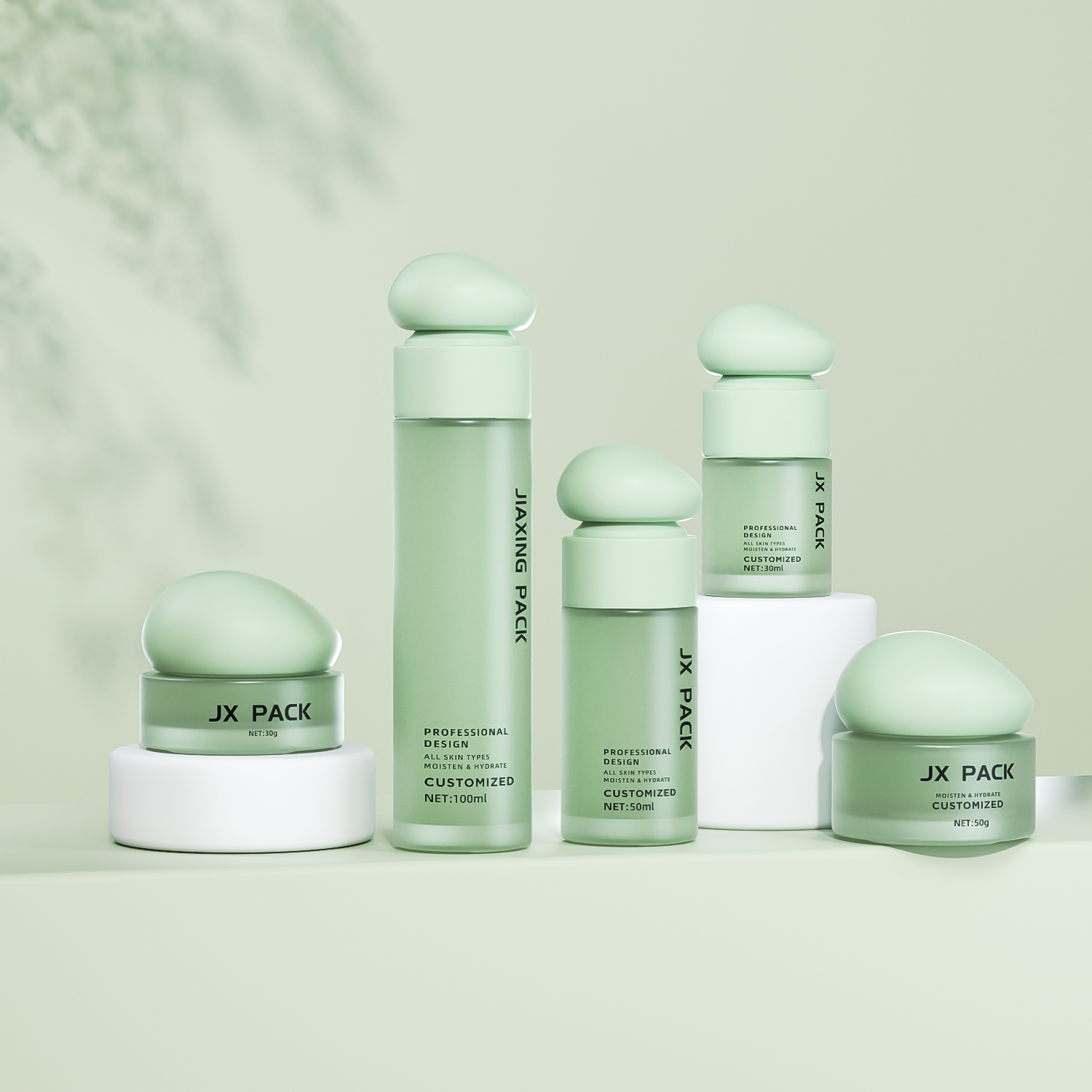 New Design Luxury 30ml 50ml 100ml Beauty Cosmetic Organic Skincare Glass Packaging Jars and Bottles with Pump