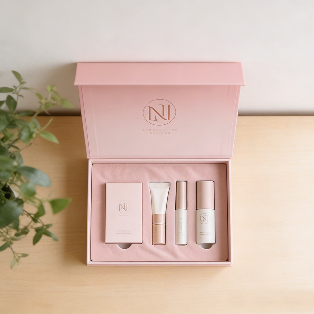 Luxury Gold Foil Pink Custom Rigid Magnetic UV Embossed Skin Care Serum Beauty Box Packaging