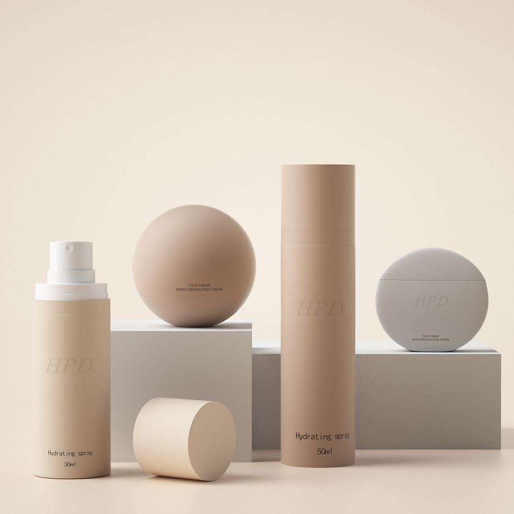 Embossed Debossed Logo HDPE Cylinder Skincare Packaging Set Lotion Bottle Pump 30ml 50ml 80ml Plastic Spray Bottles